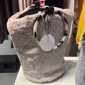 Stanley Faux Fur Bucket Bag with Marble Handle